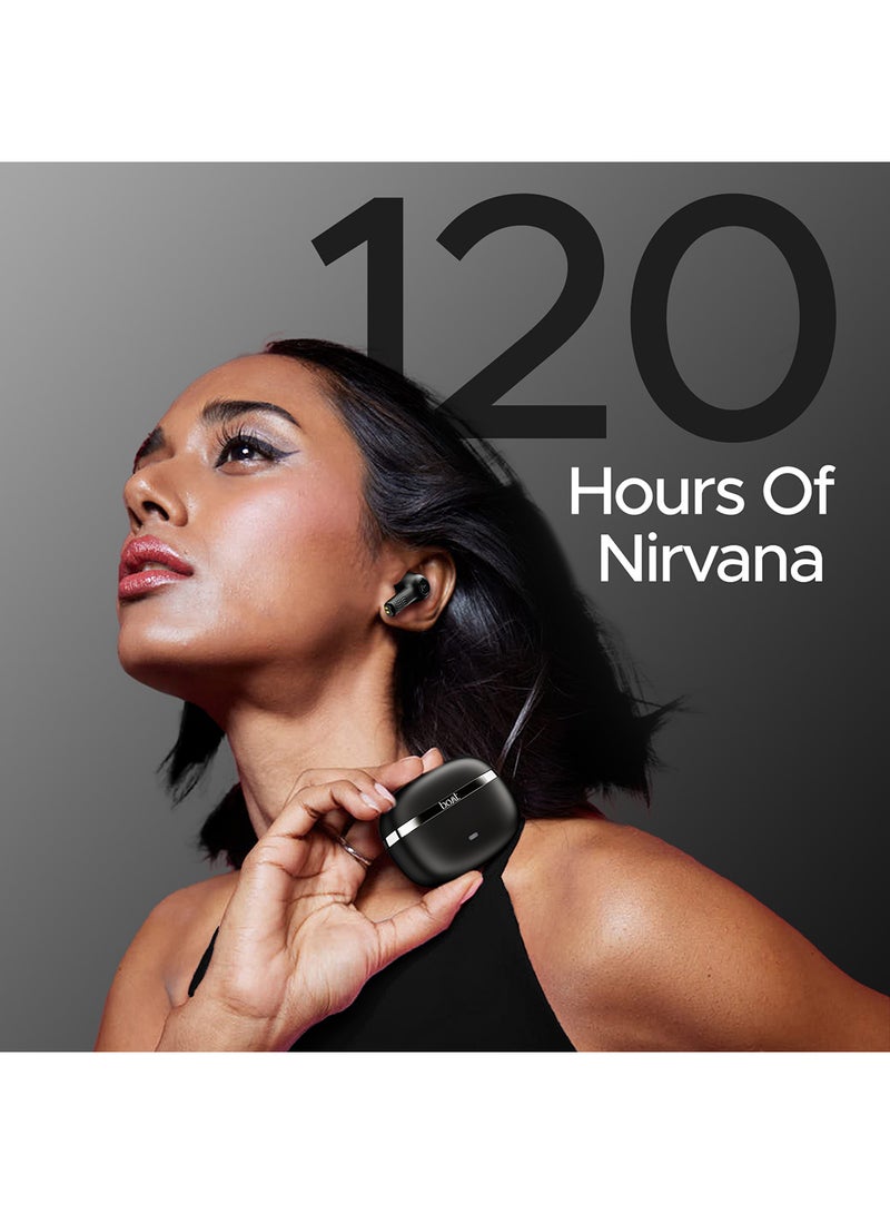 Nirvana Ion Anc In Ear Tws Earbuds With 120 Hrs Playtime, Anc Upto 32 Db, 4 Mics Enx Technology, Adaptive Eq By Mimi, In-Ear Detection & Bluetooth V5.2 Crystal Black