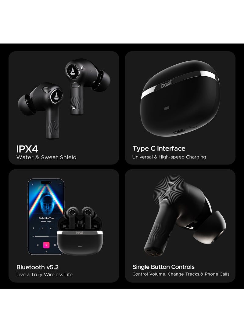 Nirvana Ion Anc In Ear Tws Earbuds With 120 Hrs Playtime, Anc Upto 32 Db, 4 Mics Enx Technology, Adaptive Eq By Mimi, In-Ear Detection & Bluetooth V5.2 Crystal Black