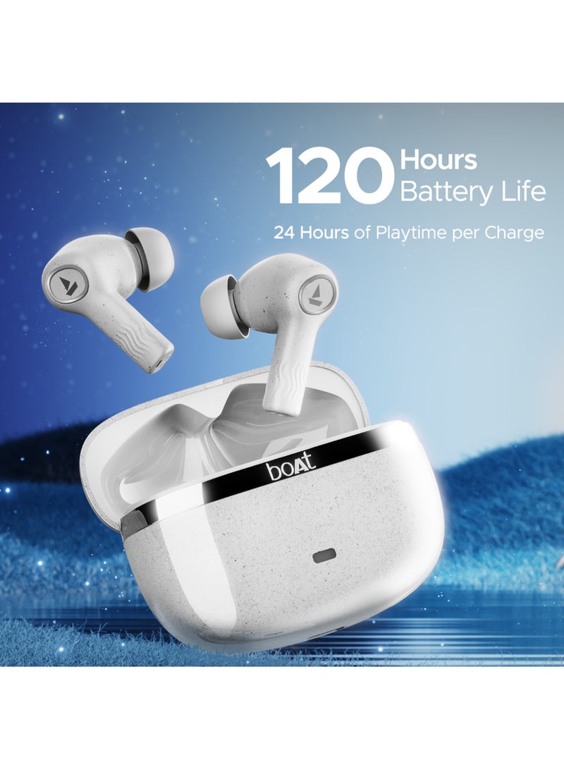 Nirvana Ion Anc In Ear Tws Earbuds With 120 Hrs Playtime, Anc Upto 32 Db, 4 Mics Enx Technology, Adaptive Eq By Mimi, In-Ear Detection & Bluetooth V5.2 Quartz White
