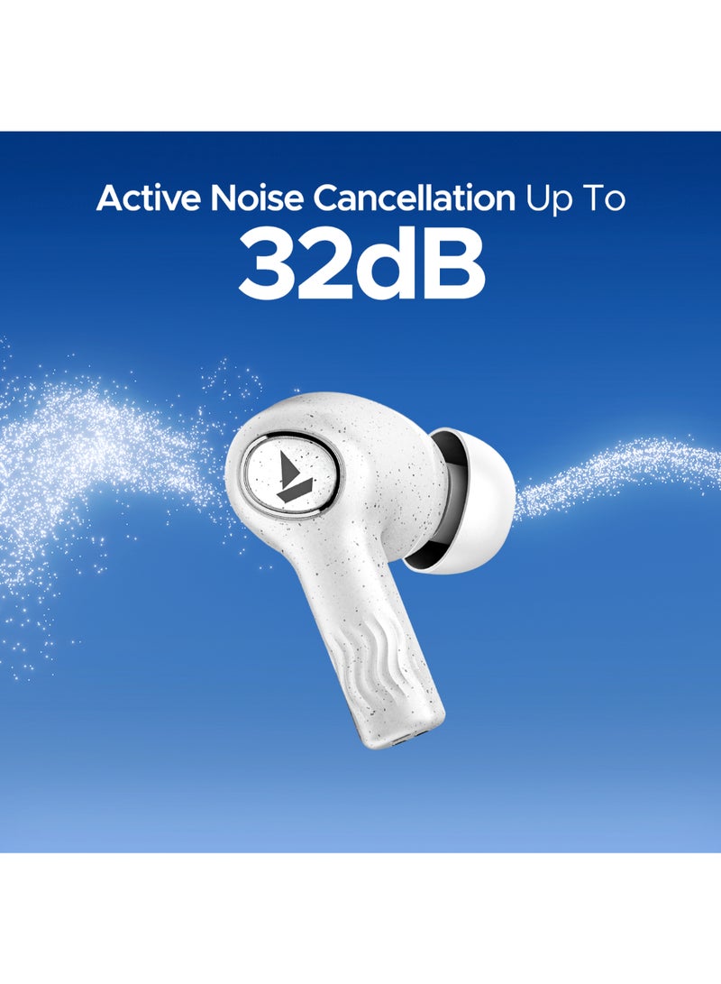 Nirvana Ion Anc In Ear Tws Earbuds With 120 Hrs Playtime, Anc Upto 32 Db, 4 Mics Enx Technology, Adaptive Eq By Mimi, In-Ear Detection & Bluetooth V5.2 Quartz White
