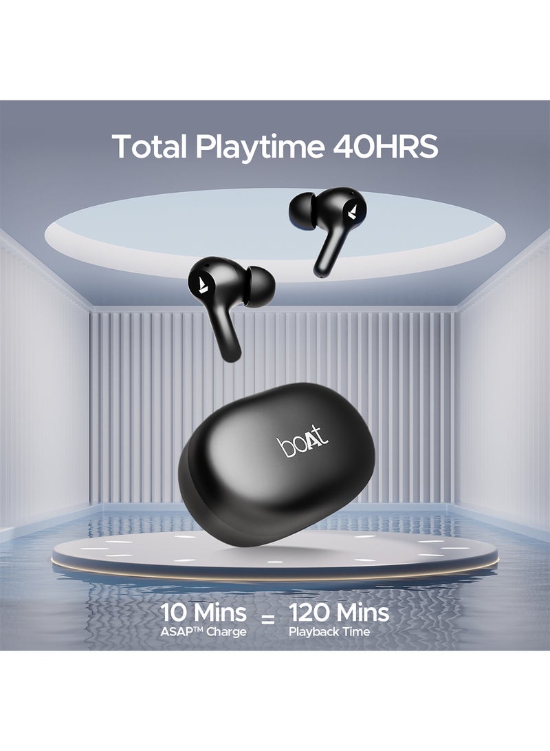 boAt - Airdopes 71 Tws Earbuds With 40 Hours Playtime, Dual Mics With Enxtm, Asap Charge, Iwp, Beast Mode With 50 Ms Low Latency, Ipx4 & Pocketable Id Active Black - Image 1