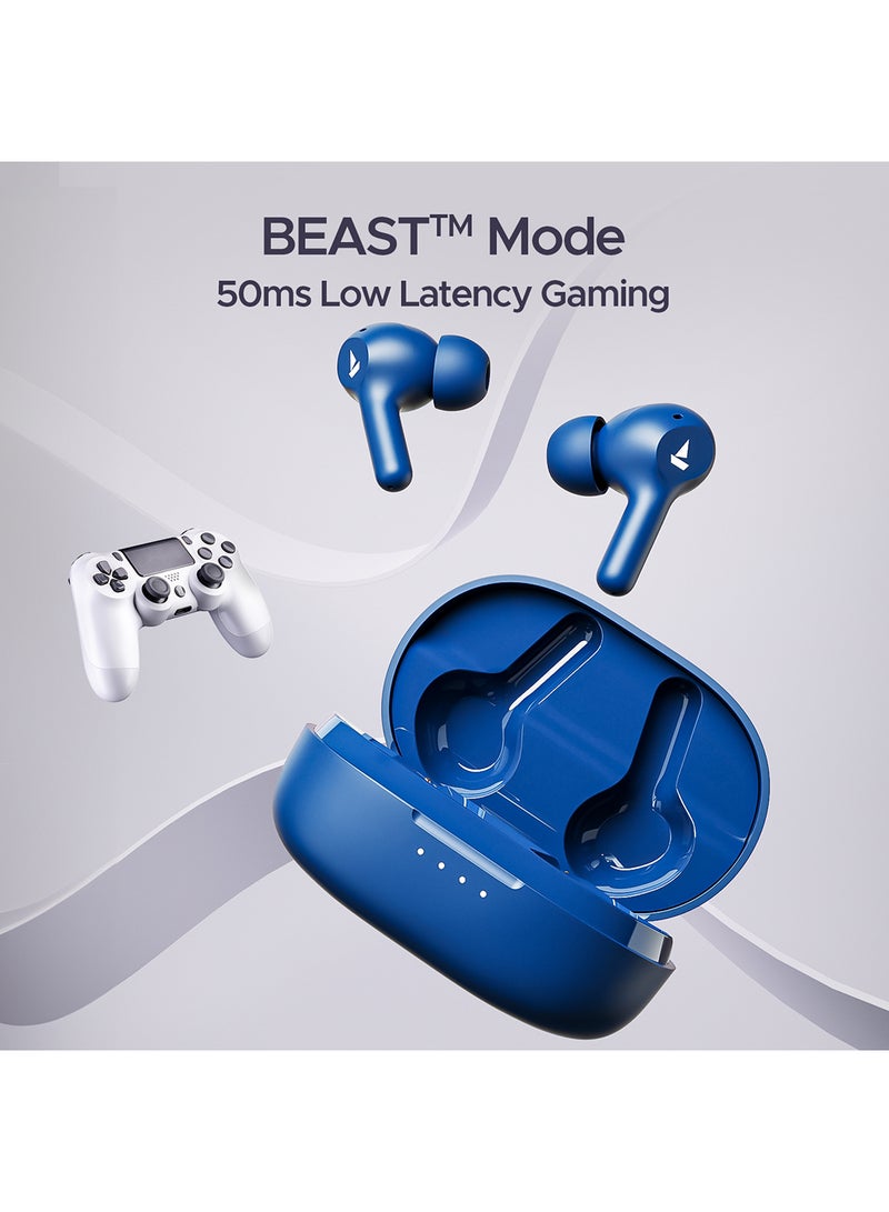 boAt Airdopes 71 Tws Earbuds With 40 Hours Playtime, Dual Mics With Enx, Asap  Charge, Iwp, Beast Mode With 50 Ms Low Latency, Ipx4 & Pocketable Id Starry Blue  - Image 3