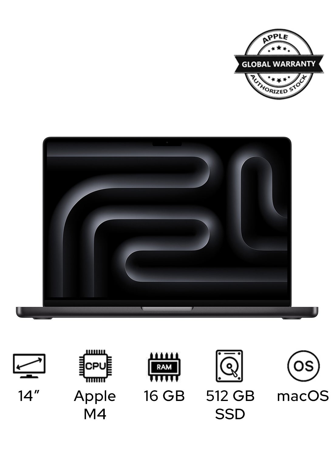 MacBook Pro MW2U3 | 14.2 Inch Display | Apple M4 Chip | 10-Core CPU 10-Core GPU | 16GB RAM | 512GB SSD | macOS | English Keyboard | English Space Black