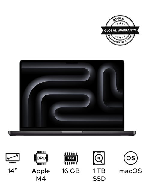 MacBook Pro MW2V3 Liquid XDR Retina 14-Inch Display, M4 Chip 10-Core CPU 10-Core GPU Processor/16GB RAM/1TB SSD/macOS(International Version) English Space Black