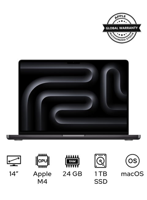 MacBook Pro MCX04 Liquid XDR Retina 14-Inch Display, M4 Chip 10-Core CPU 10-Core GPU Processor/24GB RAM/1TB SSD/macOS(International Version) English Space Black