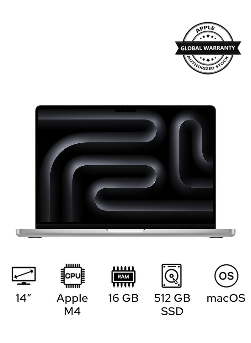 Apple - MacBook Pro MW2W3 Liquid XDR Retina 14-Inch Display, M4 Chip 10-Core CPU 10-Core GPU Processor/16GB RAM/512GB SSD/macOS(International Version) English Silver - Image 1