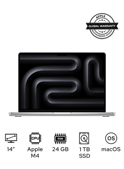 MacBook Pro MCX14 Liquid XDR Retina 14-Inch Display, M4 Chip 10-Core CPU 10-Core GPU Processor/24GB RAM/1TB SSD/macOS(International Version) English Silver