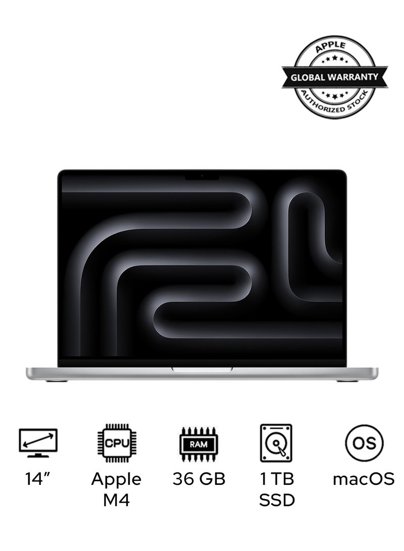Apple - MacBook Pro MX2G3 Liquid XDR Retina 14-Inch Display, M4 Max Chip 14-Core CPU 32-Core GPU Processor/36GB RAM/1TB SSD/macOS(International Version) English Silver - Image 1