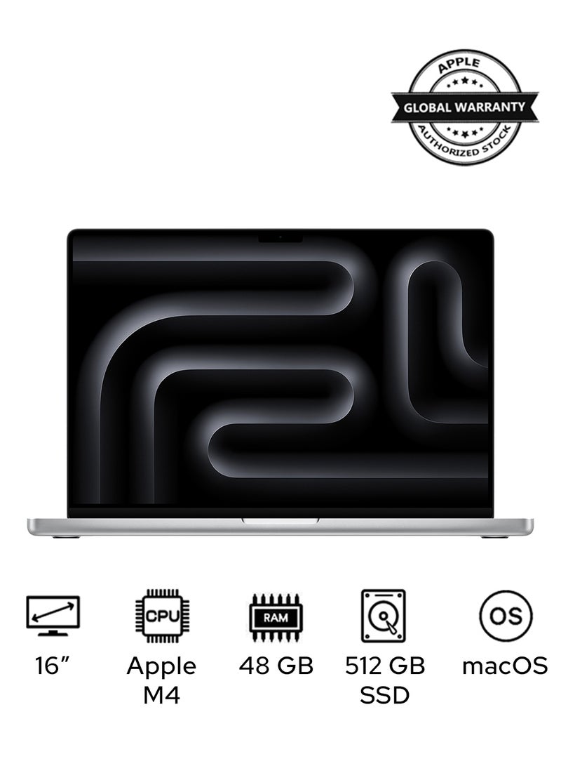 Apple - MacBook Pro MX2U3 Liquid XDR Retina 16-Inch Display, M4 Pro Chip 14-Core CPU 20-Core GPU Processor/48GB RAM/512GB SSD/macOS(International Version) English Silver - Image 1