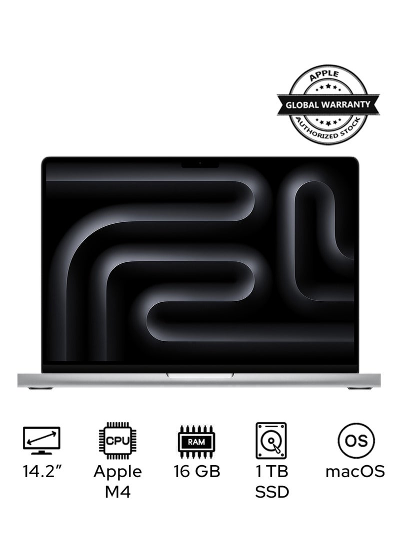 Apple - MacBook Pro MW2X3 Liquid XDR Retina 14-Inch Display, M4 Chip 10-Core CPU 10-Core GPU Processor/16GB RAM/1TB SSD/macOS English/Arabic Silver - Image 1