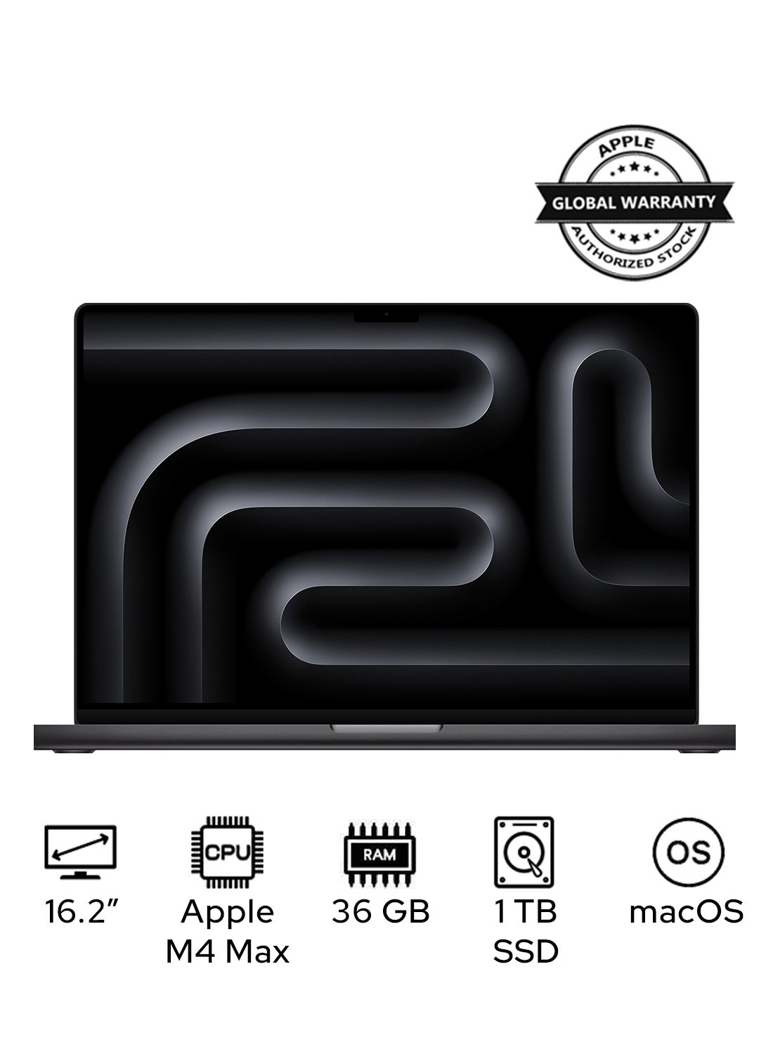 MacBook Pro MX303 With 16.2 Inch Display,  M4 Max Chip 14-Core CPU 32-Core GPU | 36GB RAM | 1TB SSD | macOS | English/Arabic Space Black