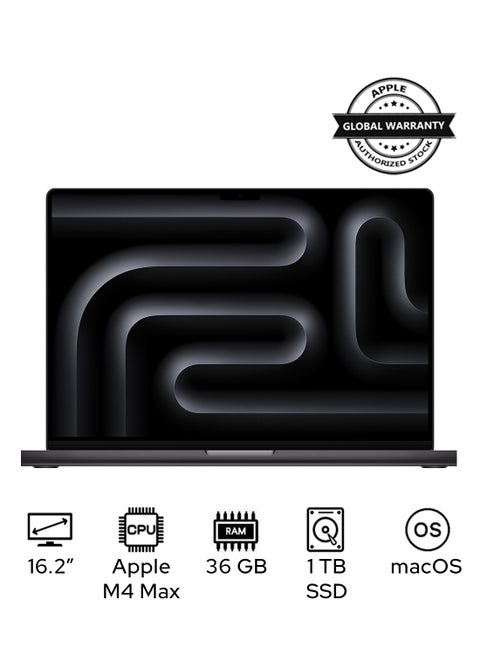 MacBook Pro MX303 Liquid XDR Retina 16-Inch Display, M4 Max Chip 14-Core CPU 32-Core GPU Processor/36GB RAM/1TB SSD/macOS English/Arabic Space Black