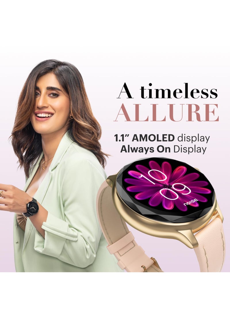 Noise - Diva Smartwatch With Diamond Cut Dial, Glossy Metallic Finish, Amoled Display, Mesh Metal And Leather Strap Options, 100+ Watch Faces, Female Cycle Tracker Smart Watch For Women Black Link - Image 1