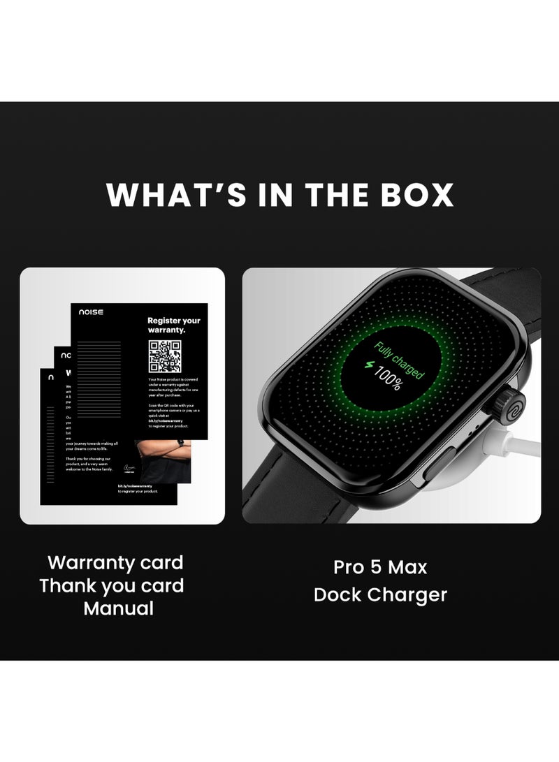 Colorfit Pro 5 Max 1.96" Amoled Display Smart Watch, Bt Calling, Post Training Workout Analysis, Vo2 Max, Rapid Health, 5X Faster Data Transfer Elite Black