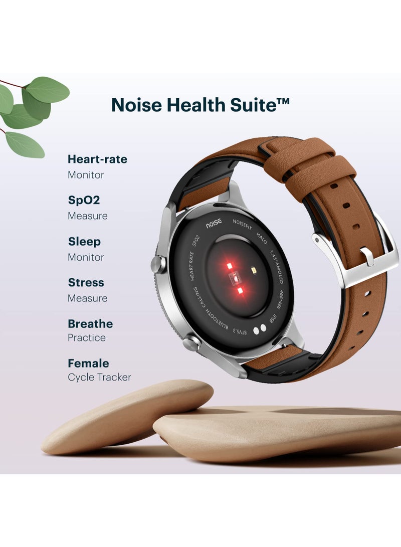 Noise Noisefit Halo 1.43" Amoled Display, Bluetooth Calling Round Dial Smart Watch, Premium Metallic Build, Always On Display, Smart Gesture Control, 100 Sports Modes Vintage Brown  - Image 5