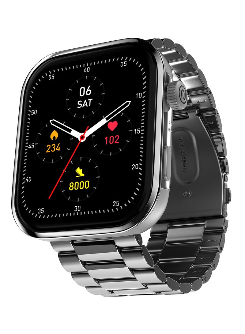 Noise Colorfit Pro 5 Max 1.96" Amoled Display Smart Watch, Bt Calling, Post Training Workout Analysis, Vo2 Max, Rapid Health, 5X Faster Data Transfer Elite Silver  - Image 1