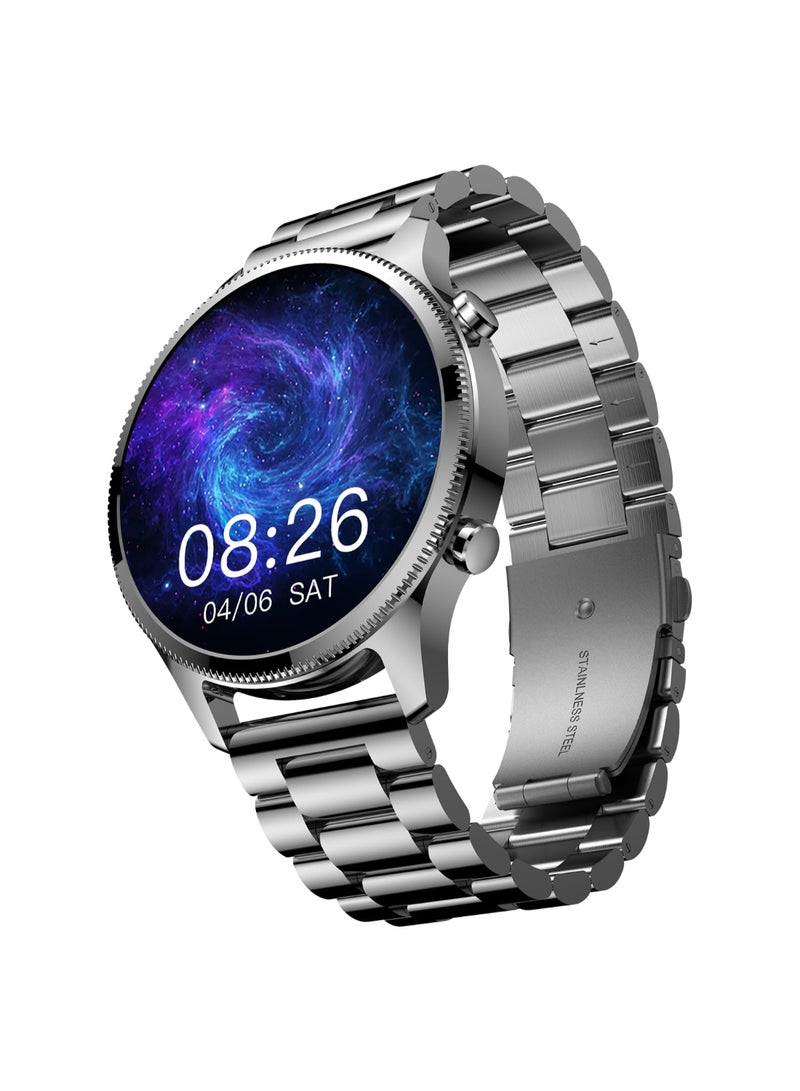 Noise Halo Plus 1.46" Super Amoled Display Elite Smart Watch, Bluetooth Calling, Stainless Steel Build, Always On Display, Upto 7 Days Battery Elite Silver  - Image 1