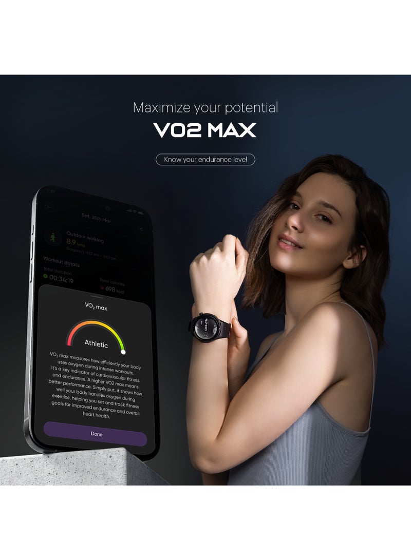 Noise - Origin Smart Watch Smoothest Ui Experience (New Nebula Ui) & En 1 Processor, 1.46 Apexvision Amoled Display, Stainless Steel, Contour-Cut Design, Fitness Age, Fast Charging Jet Black - Image 1