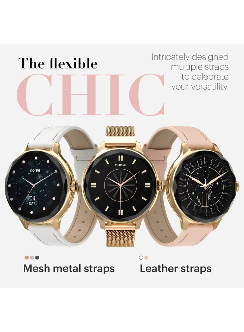 نويز ساعة ذكية ديفا مع قرص مقطوع بالألماس، تشطيب معدني لامع، شاشة أموليد، خيارات حزام معدني شبكي و جلد، أكثر من 100 واجهة ساعة، ساعة ذكية لمتابعة الدورة الشهرية للنساء - Image 3