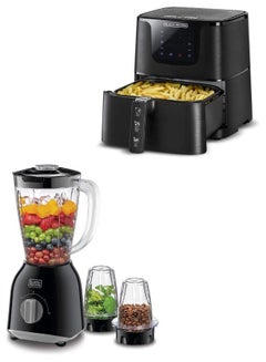 بلاك اند ديكر 4.3L Air Fryer with 1700W Power, Touch Control, 10 Cooking Presets + 1.5L Blender with 400W Motor, Stainless Steel Grinder Mills for Spices and Coffee 6 L 1700 W AF700-B5+BX365-B5 Black  - Image 2