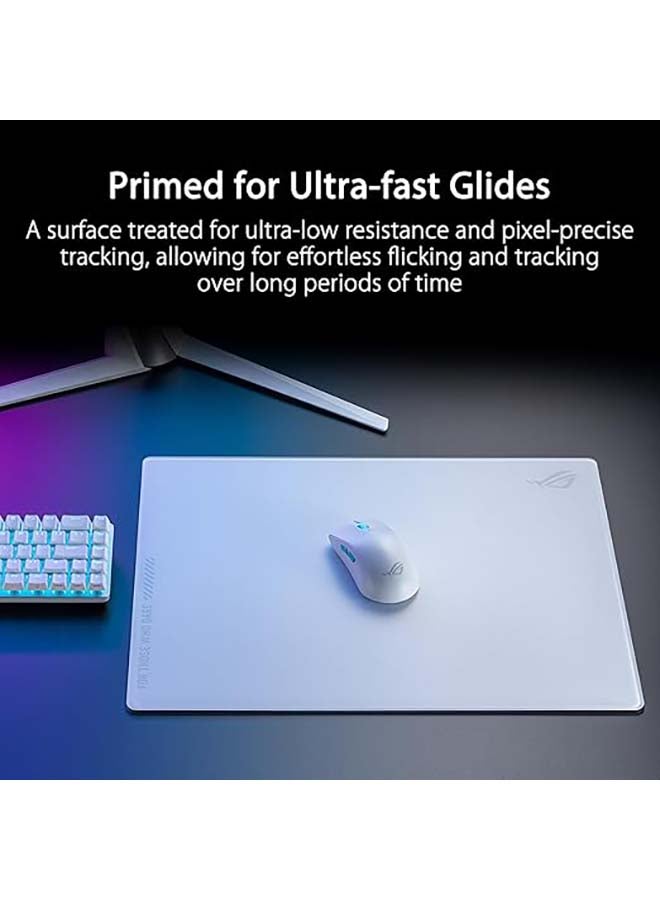 أسوس وسادة ماوس للألعاب ROG Moonstone Ace L زجاج مقسى، انزلاق فائق السرعة، تصميم يقلل الضوضاء، زجاج مقسى 9H، مقاومة للصدمات والخدوش، قاعدة سيليكون مضادة للانزلاق، 500 x 400 مم، 90MP03L0-BPUA10 - Image 4