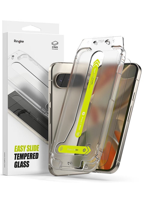 Easy Slide Tempered Glass For Google Pixel 9 Pro / Pixel 9 Screen Protector, Case Friendly Shatterproof Premium 9H Hardness- 2 Pack W Installation Jig Clear