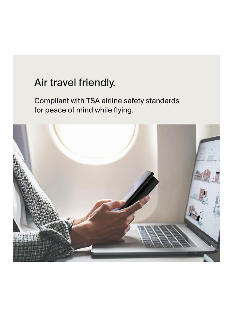 belkin - 30 mAh BoostCharge 3-Port Compact Power Bank 20K with PD 20W, Portable Charger for iPhone 16/15/14/13/12, AirPods, Samsung Galaxy, Pixel and More, Travel-Friendly Design with 12in USB-C to USB-C Cable Black - Image 1