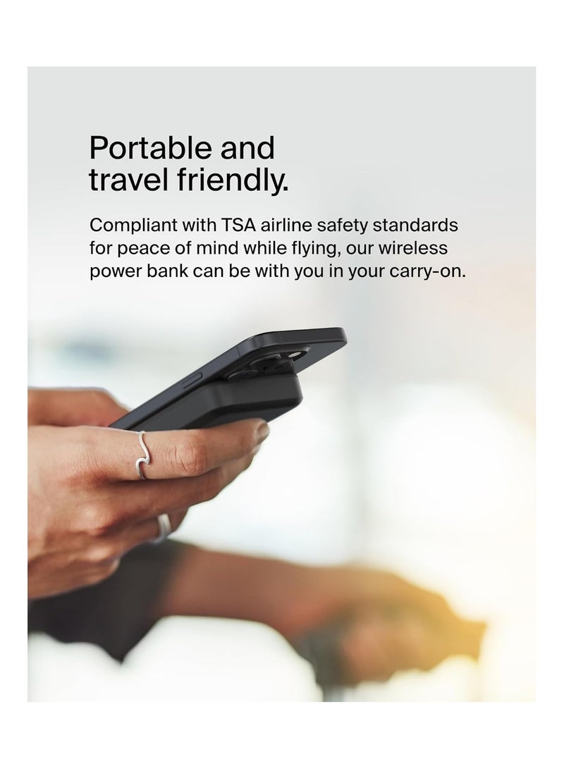 belkin - 8000 mAh Belkin BoostCharge Pro Wireless Power Bank 8000mAh with Qi2, MagSafe Compatible Portable Charger + Built-in Pop-up Kickstand - For iPhone 16, 16 Plus, 16 Pro, 16 Pro Max, iPhone 15, and More - Black - Image 1