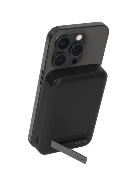 Belkin BoostCharge Pro Wireless Power Bank with Qi2, MagSafe Compatible Portable Charger + Built-in Pop-up Kickstand - For iPhone 16, 16 Plus, 16 Pro, 16 Pro Max, iPhone 15, and More - Black