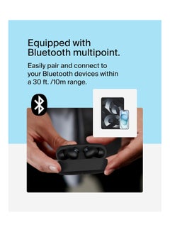 belkin SoundForm Rhythm True Wireless Earbuds with Built-in Microphone, USB-C Fast Charging, 28H Battery Life, IPX5 Water Resistance - Bluetooth Earbuds for iPhone, iPad, Galaxy, Pixel And More - Black  - Image 4