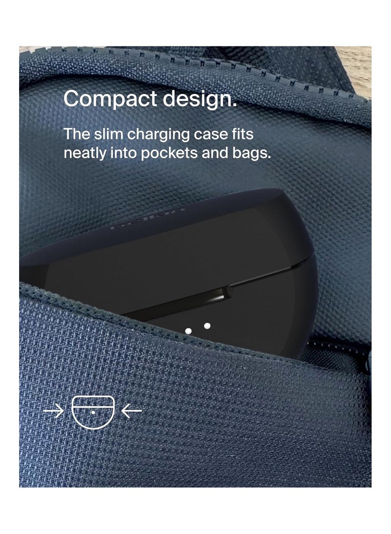 belkin - SoundForm Rhythm True Wireless Earbuds with Built-in Microphone, USB-C Fast Charging, 28H Battery Life, IPX5 Water Resistance - Bluetooth Earbuds for iPhone, iPad, Galaxy, Pixel And More - Black - Image 1