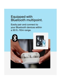 belkin SoundForm Rhythm True Wireless Earbuds with Built-in Microphone, USB-C Fast Charging, 28H Battery Life, IPX5 Water Resistance - Bluetooth Earbuds for iPhone, iPad, Galaxy, Pixel And More - White  - Image 3