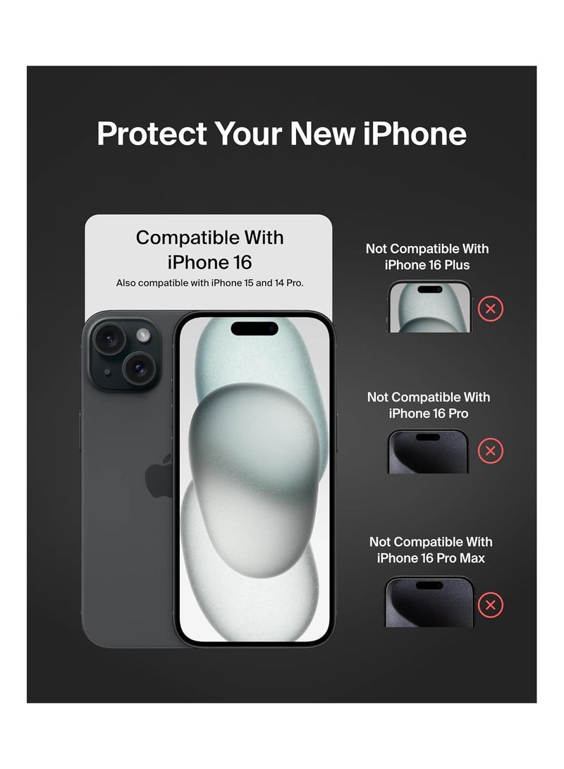 belkin ScreenForce TemperedGlass Treated Screen Protector for iPhone 15, Slim, Crystal Clear, Scratch-Resistant, Full Screen Tempered Glass Film, Includes Easy Align Tray for Bubble Free Application Clear - Image 2