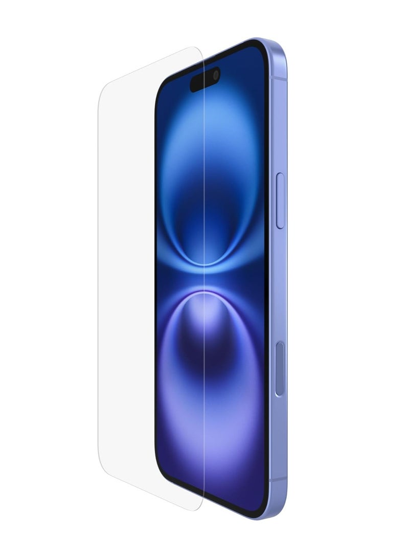 belkin ScreenForce TemperedGlass Treated Screen Protector for iPhone 15 Plus, Slim, Crystal Clear, Scratch-Resistant Tempered Glass Film, Includes Easy Align Tray for Bubble Free Application Clear - Image 1