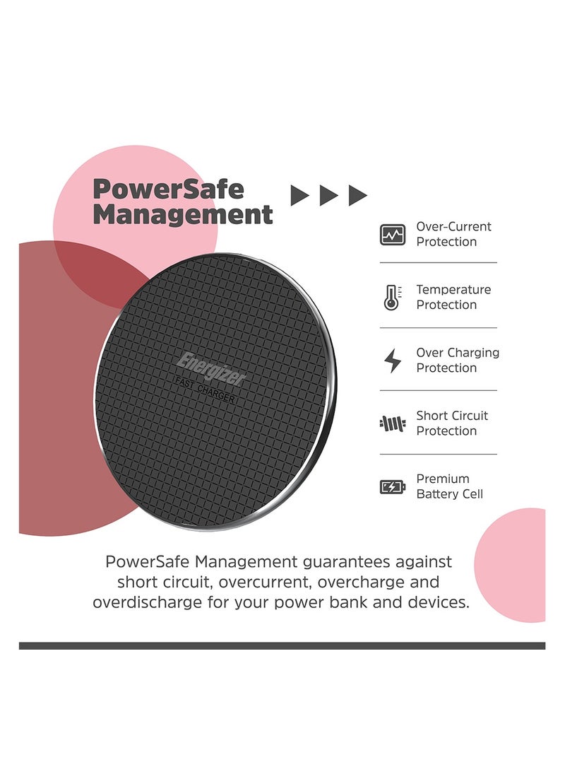 Energizer Wireless Charging pad, 15W for Qi Compatible Devices, Fast Charging, Non-Slip Design, 6mm Thin, Safe Black  - Image 3