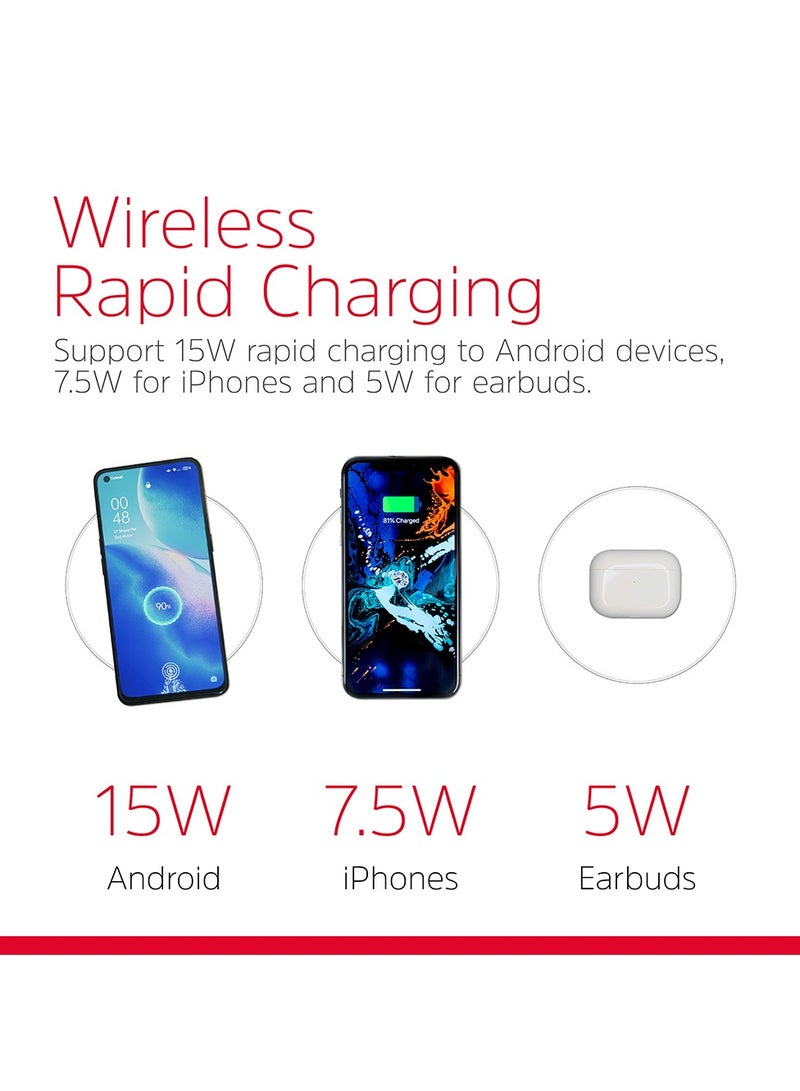 Energizer Wireless Charging pad, 15W for Qi Compatible Devices, Fast Charging, Non-Slip Design, 6mm Thin, Safe Black  - Image 2