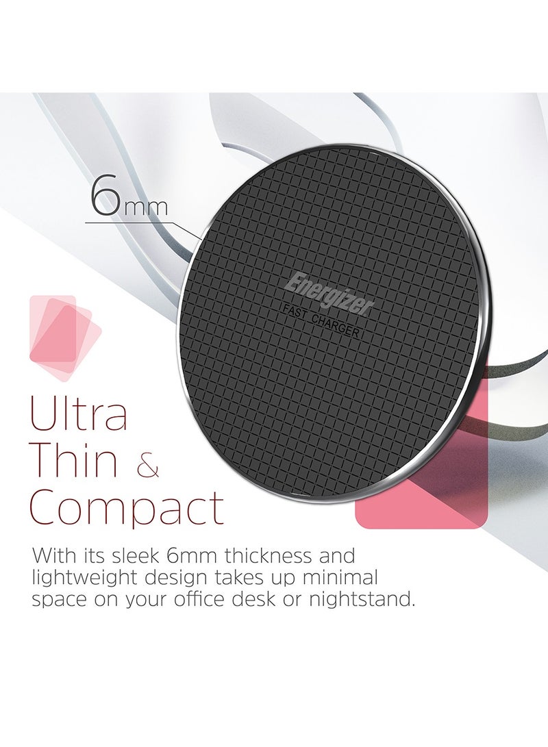 Energizer Wireless Charging pad, 15W for Qi Compatible Devices, Fast Charging, Non-Slip Design, 6mm Thin, Safe Black  - Image 4