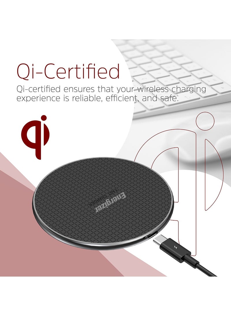 Energizer Wireless Charging pad, 15W for Qi Compatible Devices, Fast Charging, Non-Slip Design, 6mm Thin, Safe Black  - Image 5