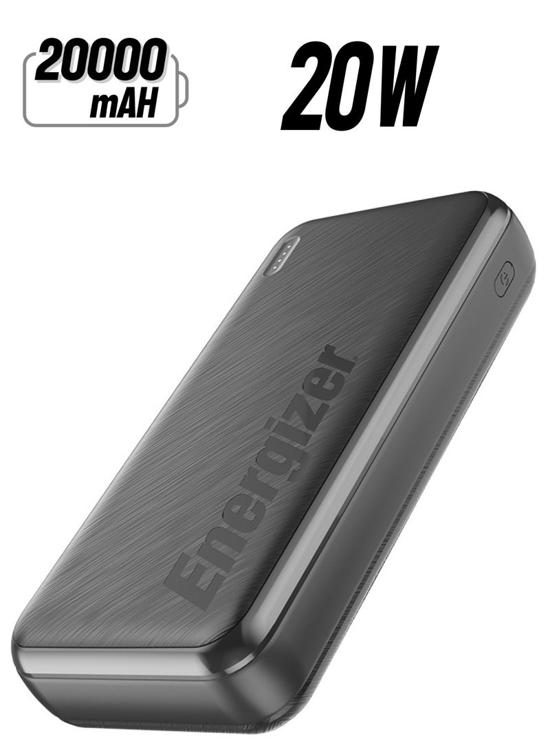 Energizer 20000 mAh 22.5W Ultimate Fast Charging Power Bank, Power Delivery For iPhones, Smart USB For Android Devices, Triple Outputs - 2x USB-C And 1x- USB-A and USB-C Input Black  - Image 1