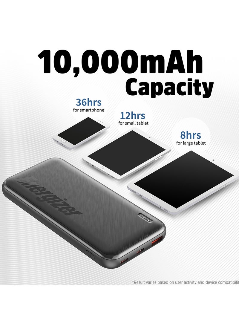 Energizer 10000 mAh 22.5W Ultimate Fast Charging Power Bank, Power Delivery For iPhones, Smart USB For Android Devices, Triple Outputs - 2x USB-C And 1x- USB-A and USB-C Input Black  - Image 2