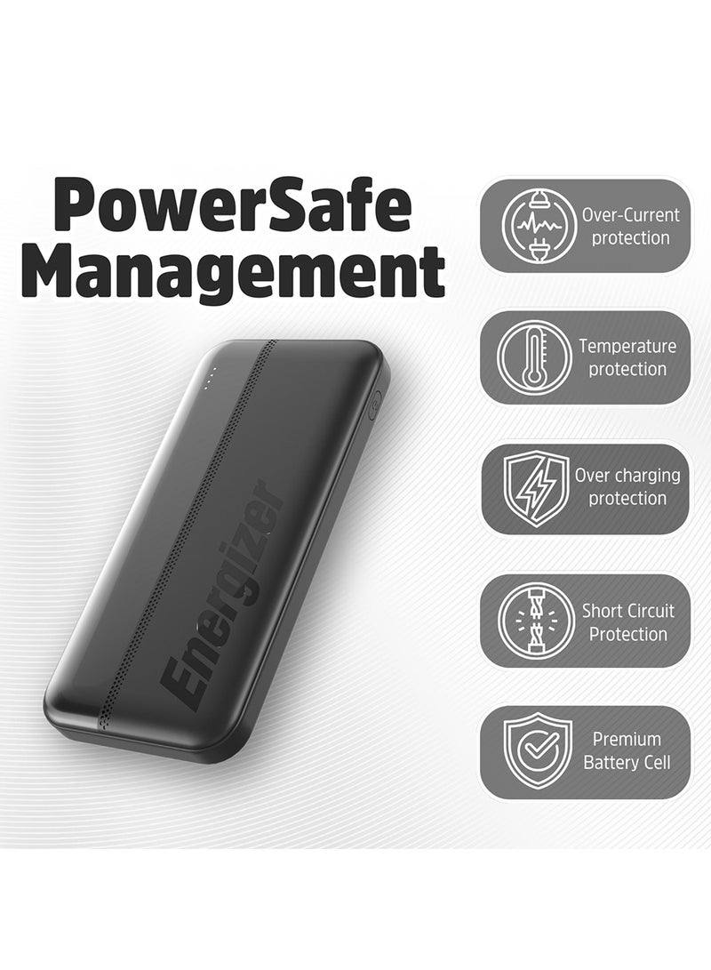 Energizer 10000 mAh 15W Max Rapid Charging Power Bank With Dual USB-C Outputs, and One USB-A Output, USB-C Input, Black  - Image 4