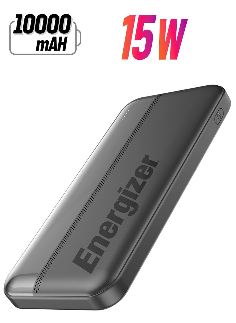 Energizer 10000 mAh 15W Max Rapid Charging Power Bank With Dual USB-C Outputs, and One USB-A Output, USB-C Input, Black  - Image 1
