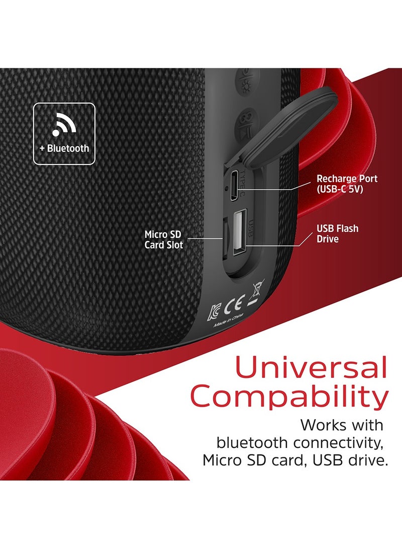 Energizer BTS-081 Waterproof Portable Bluetooth Speaker, RGB Party Light, IPX65, FM Feature, Power Bank Function, 8W Black - Image 3