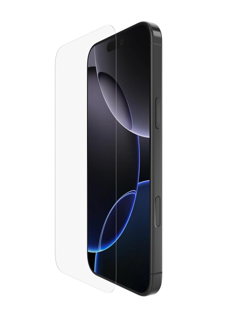 belkin ScreenForce TemperedGlass iPhone 16 Pro Max Screen Protector, Crystal Clear, Scratch-Resistant, Bubble-Free Application Included, Full Screen Tempered Glass Protector for iPhone 16 Pro Max Clear - Image 1