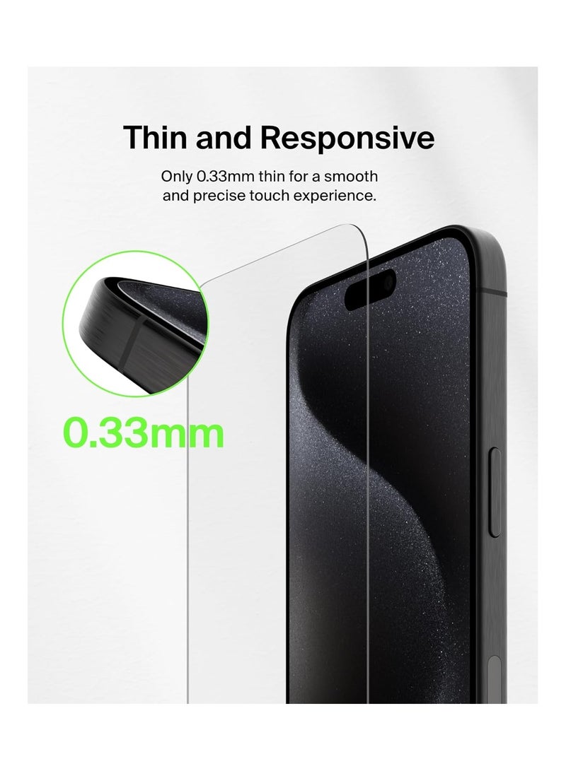 belkin ScreenForce TemperedGlass iPhone 16 Pro Max Screen Protector, Crystal Clear, Scratch-Resistant, Bubble-Free Application Included, Full Screen Tempered Glass Protector for iPhone 16 Pro Max Clear - Image 4