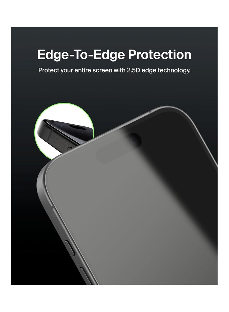 belkin ScreenForce TemperedGlass iPhone 16 Pro Max Screen Protector, Crystal Clear, Scratch-Resistant, Bubble-Free Application Included, Full Screen Tempered Glass Protector for iPhone 16 Pro Max Clear - Image 5