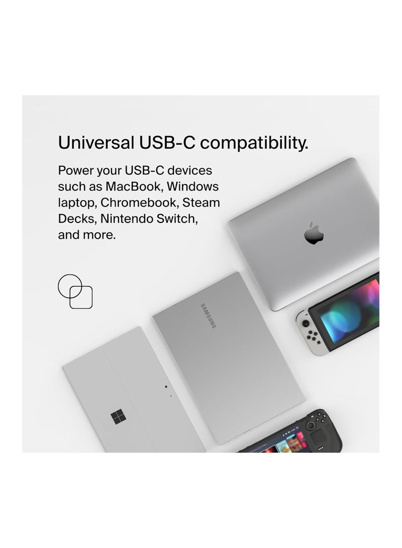 belkin Connect 100W USB-C Core GaN Power Adapter, Fast-Charging Adapter with Universal USB-C Compatibility, 100W Power Delivery, UK and EU Power Cords for Gaming, MacBook, PC Laptops, And Chromebook Black  - Image 2