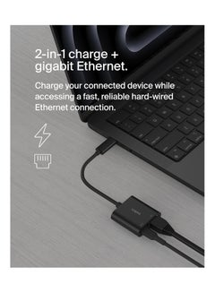 Connect USB-C to Ethernet + Charge Adapter 100W w/ Gigabit Ethernet Port and USB-C Port - [10/100/1000] Mbps for Fast Internet Connection - Compatible with iPhone 16, 15, Galaxy S24 And More Black - pnsku/N70126232V/45/_/1730696521/28df286e-c14e-4715-97c6-4173edce8a36