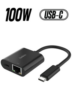 Connect USB-C to Ethernet + Charge Adapter 100W w/ Gigabit Ethernet Port and USB-C Port - [10/100/1000] Mbps for Fast Internet Connection - Compatible with iPhone 16, 15, Galaxy S24 And More Black - pnsku/N70126232V/45/_/1738266446/07528e51-a35d-4489-824b-b6a430356a58