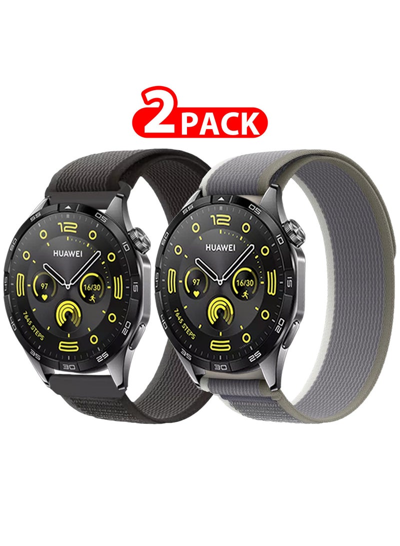 MARGOUN ( for Huawei Watch GT4 ) 2 Pack, Trail Loop Band, Braided Elastic Weave Sport Strap, Nylon Sport Loop Bands for Men Women Multicolour-2a - Image 1